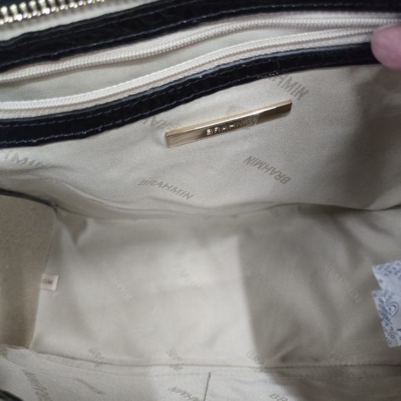 NEW!Brahmin Mini Asher Satchel Black Melbourne Croc leather with long strap - Picture 11 of 11